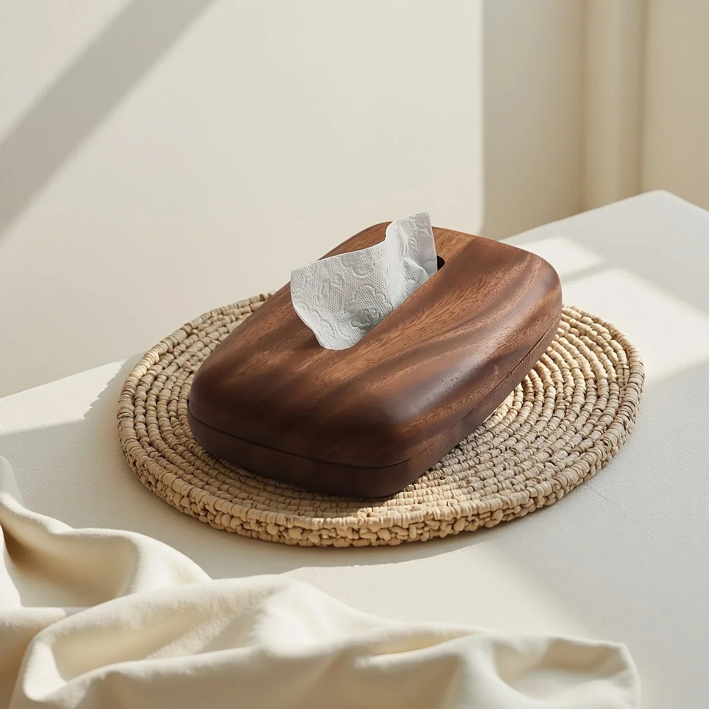 Tissue Box - Modern Walnut Wooden Rectangular