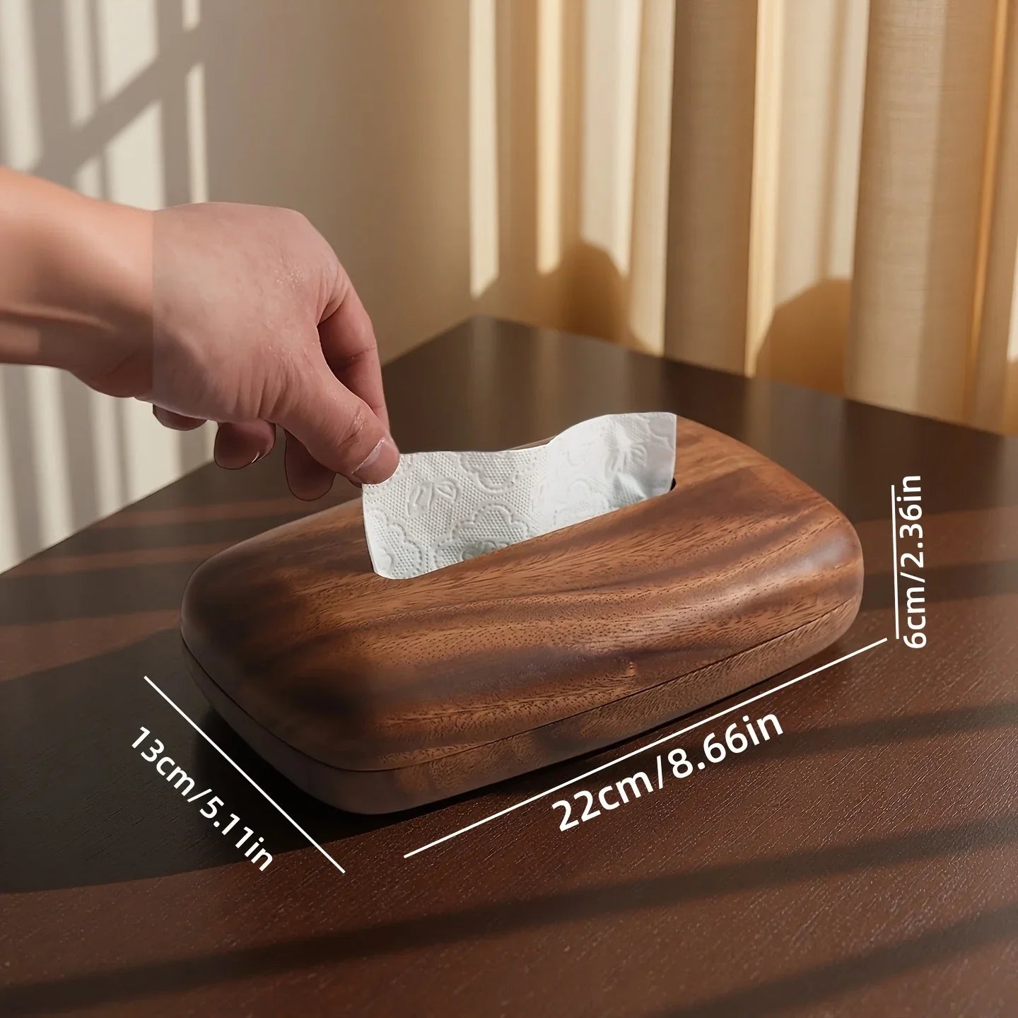 Tissue Box - Modern Walnut Wooden Rectangular