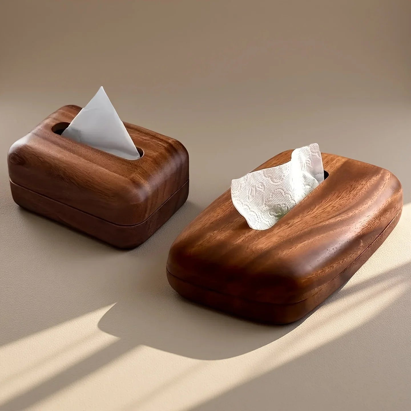 Tissue Box - Modern Walnut Wooden Rectangular