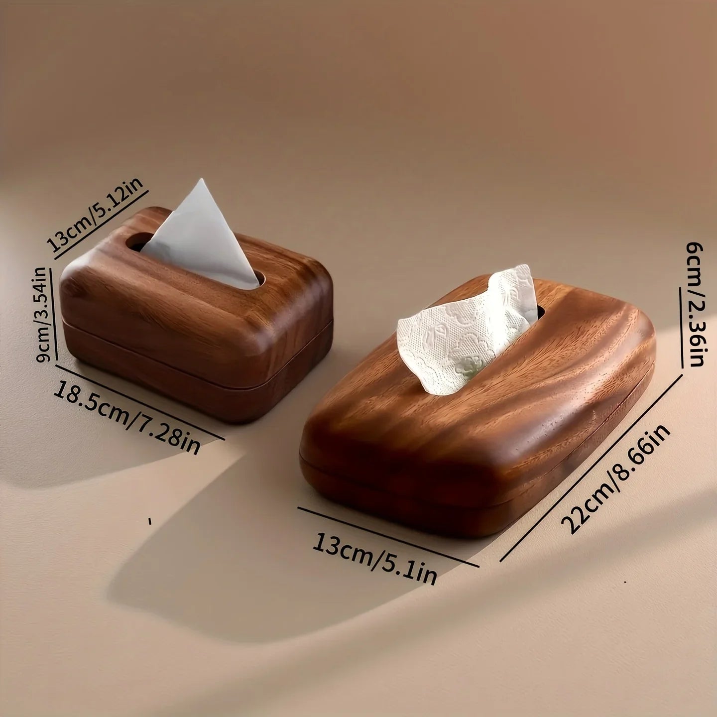 Tissue Box - Modern Walnut Wooden Rectangular