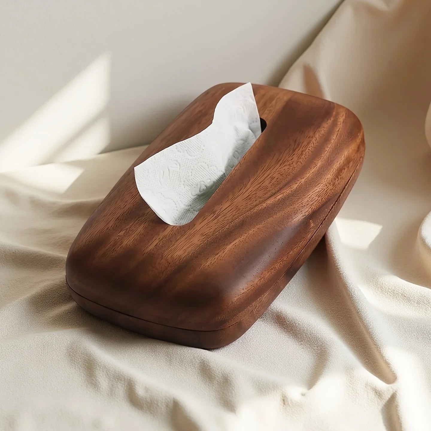 Tissue Box - Modern Walnut Wooden Rectangular