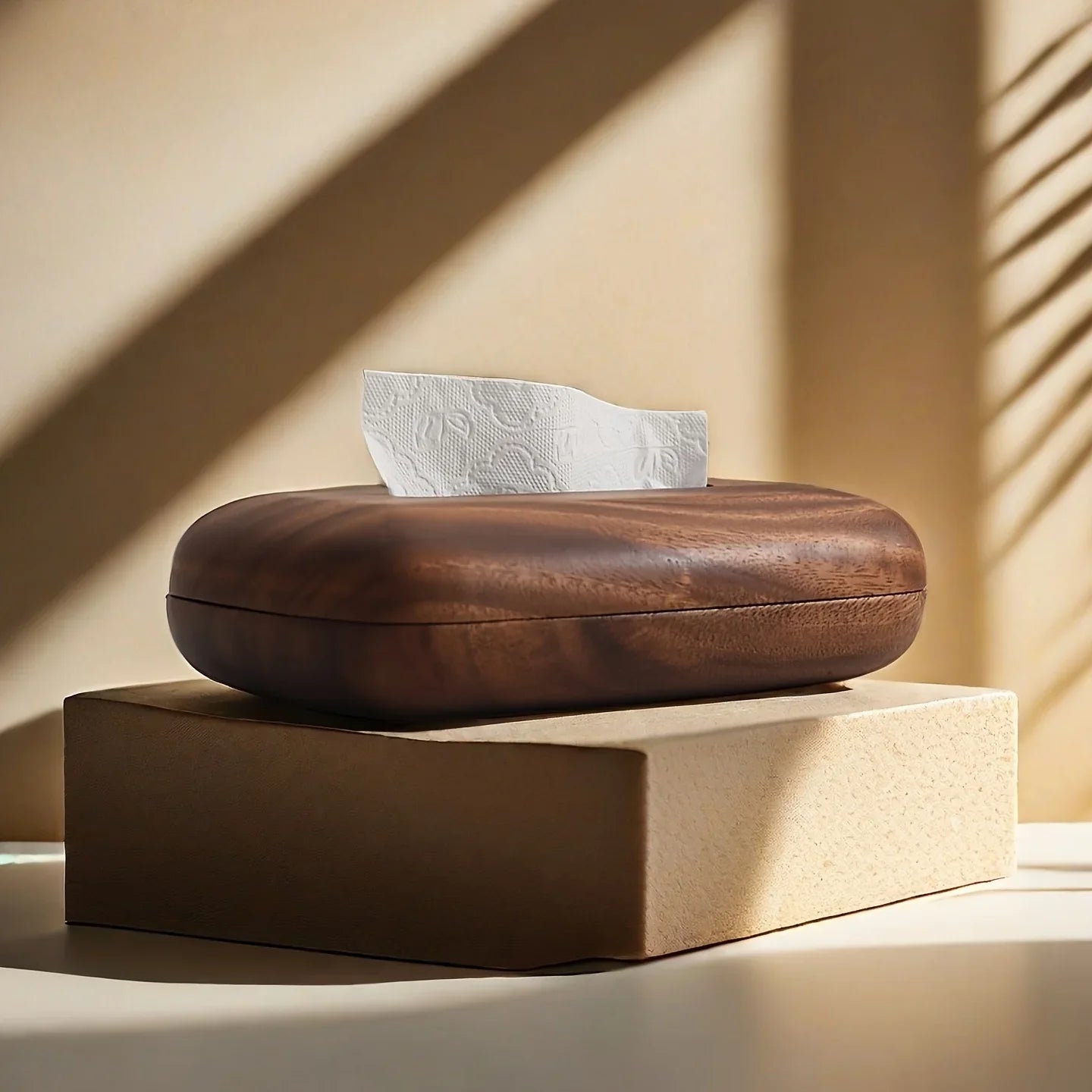 Tissue Box - Modern Walnut Wooden Rectangular