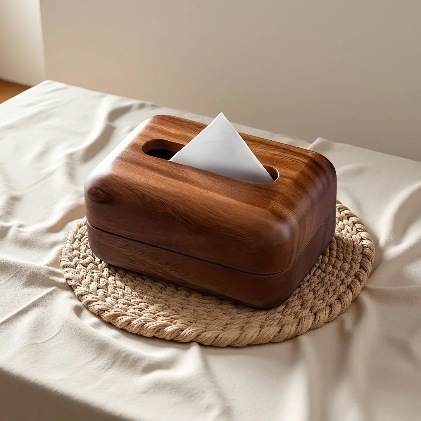 Tissue Box - Modern Walnut Wooden Rectangular