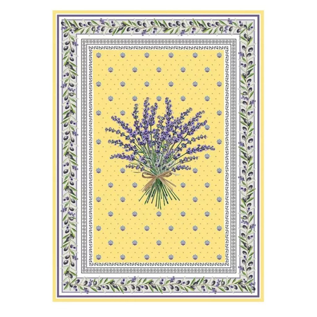 French kitchen towel - Printed cotton - Lauris yellow | Tissus Toselli