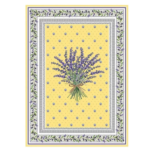 French kitchen towel - Printed cotton - Lauris yellow | Tissus Toselli