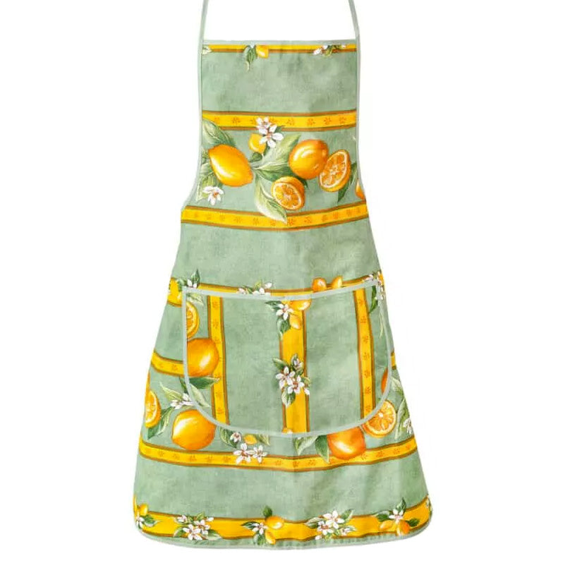 French kitchen apron - 100% cotton - Lemons green | Tissus Toselli