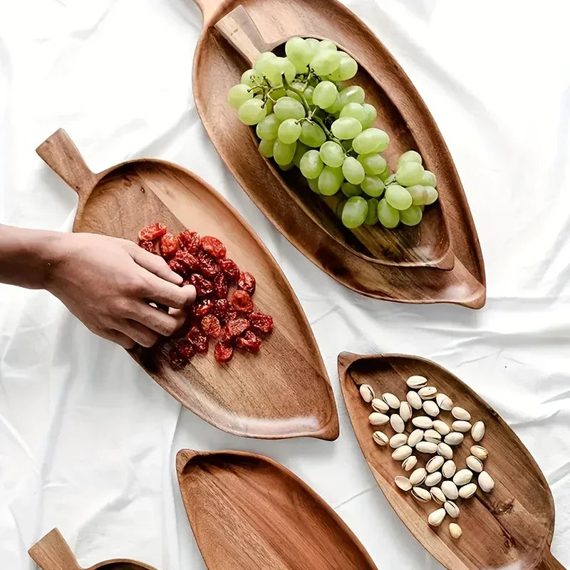 Tray - Rustic Wooden Leaf