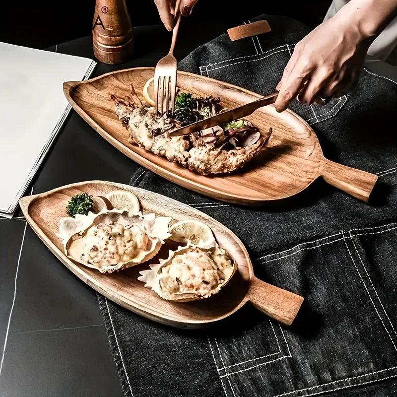 Tray - Rustic Wooden Leaf