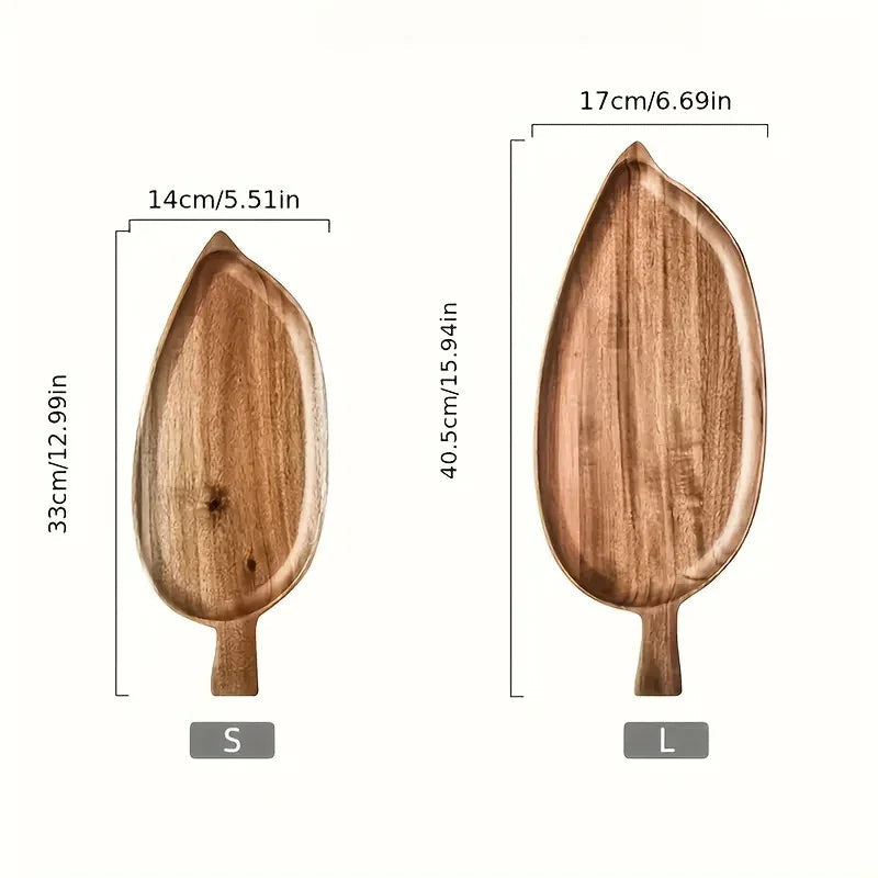 Tray - Rustic Wooden Leaf
