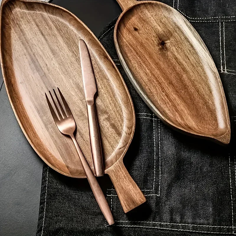 Tray - Rustic Wooden Leaf