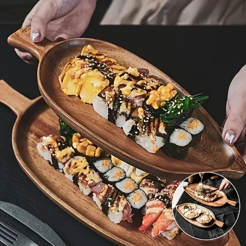 Tray - Rustic Wooden Leaf