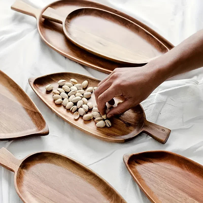 Tray - Rustic Wooden Leaf