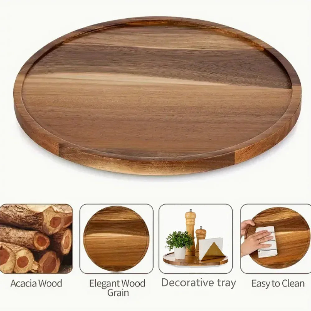 Tray - Rustic Wooden Round