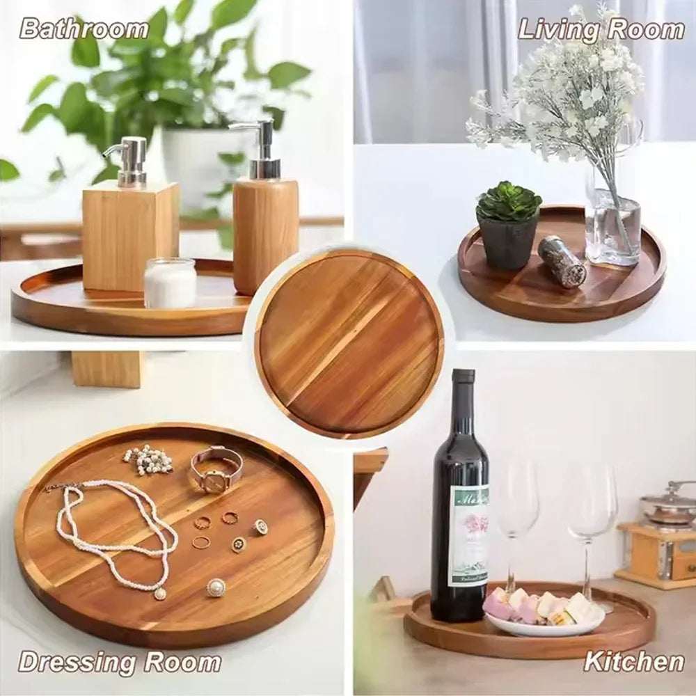 Tray - Rustic Wooden Round