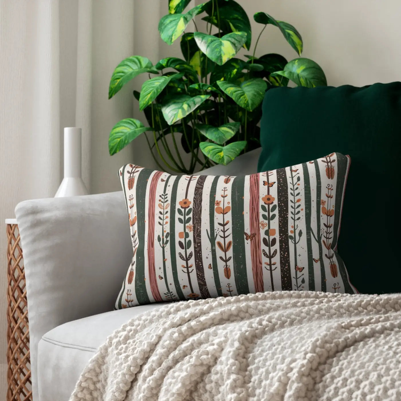 DipaliZ Nature Lumbar Pillow Plants and Flowers 14x22