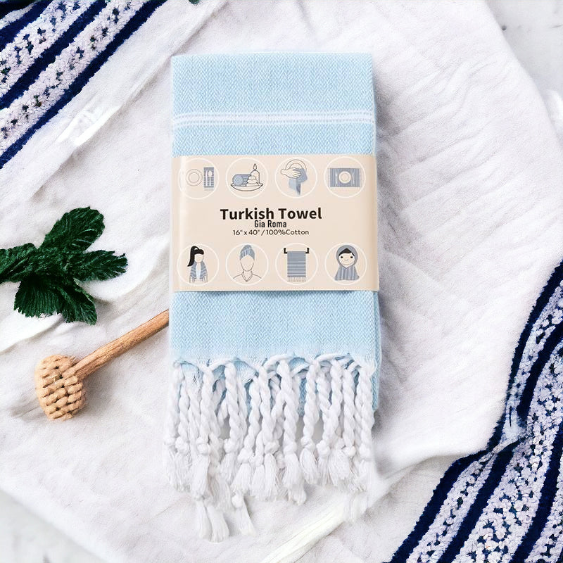 Turkish Cotton-Bamboo Hand Towel With Tassels Oversized Soft Absorbent