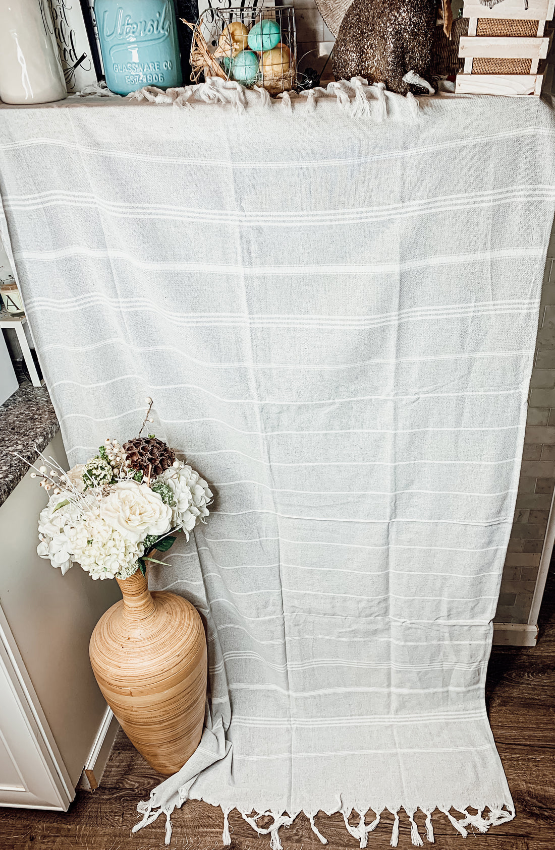 Turkish Stripe Towel 180 GSM Haley Lightweight Flat Woven Beach Bath Towel