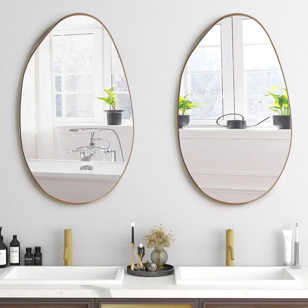 Wall Mirror - Round Gold Metal