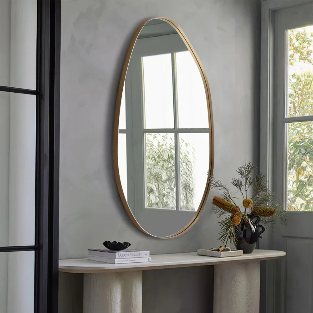 Wall Mirror - Round Gold Metal