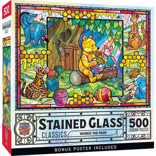 Winnie the Pooh Stained Glass 500 Piece Jigsaw Puzzle by Masterpieces Puzzles