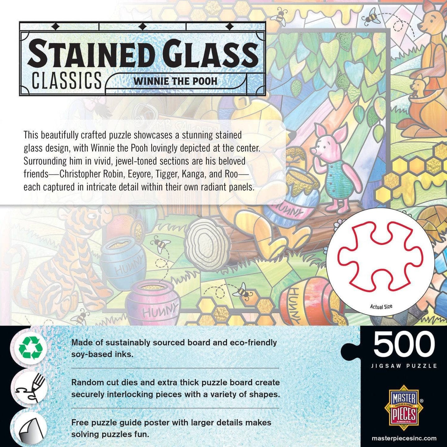 Winnie the Pooh Stained Glass 500 Piece Jigsaw Puzzle by Masterpieces Puzzles