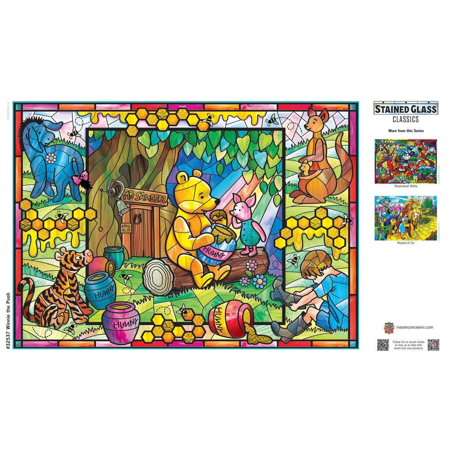 Winnie the Pooh Stained Glass 500 Piece Jigsaw Puzzle by Masterpieces Puzzles