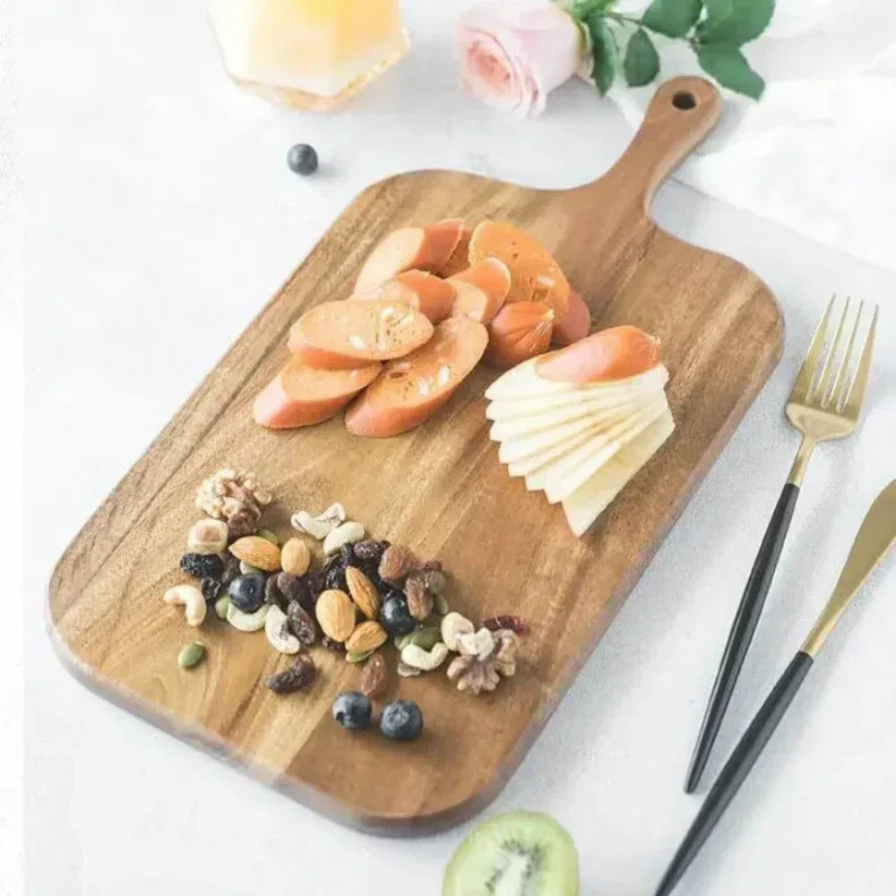 Wooden Cutting Board with Handle and Easy Grip Design