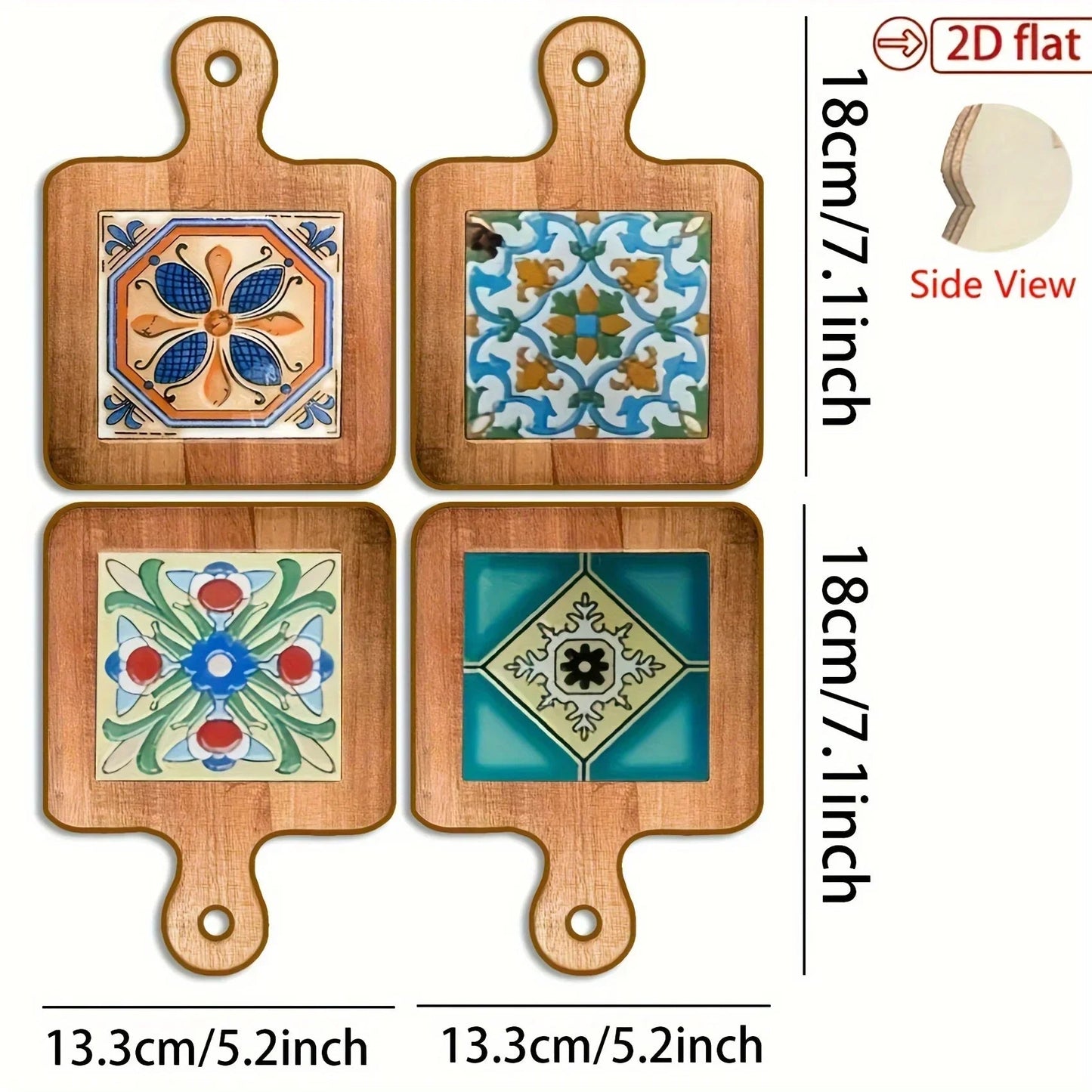 Wooden Heat-Resistant Pads - Floral Vintage