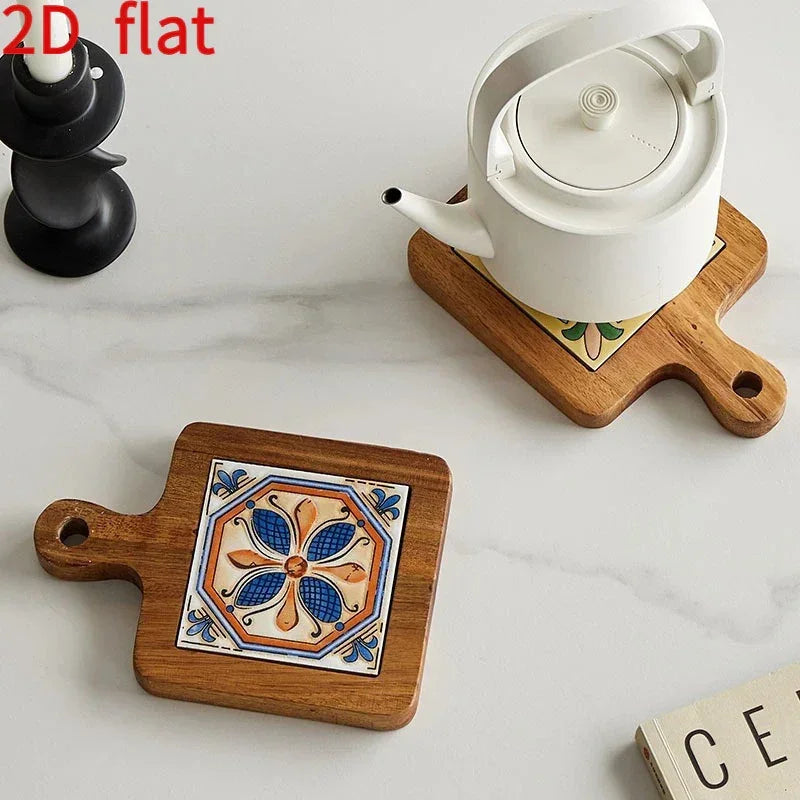 Wooden Heat-Resistant Pads - Floral Vintage