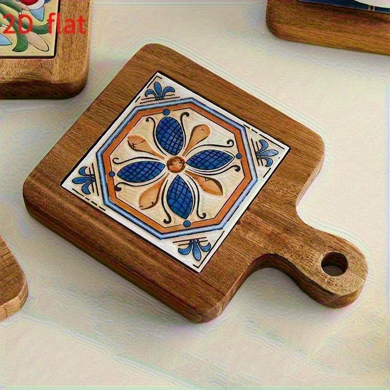Wooden Heat-Resistant Pads - Floral Vintage