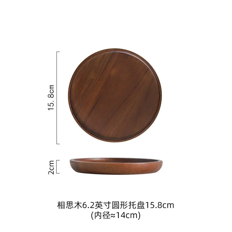 Wooden Round Tea Tray Serving Platter