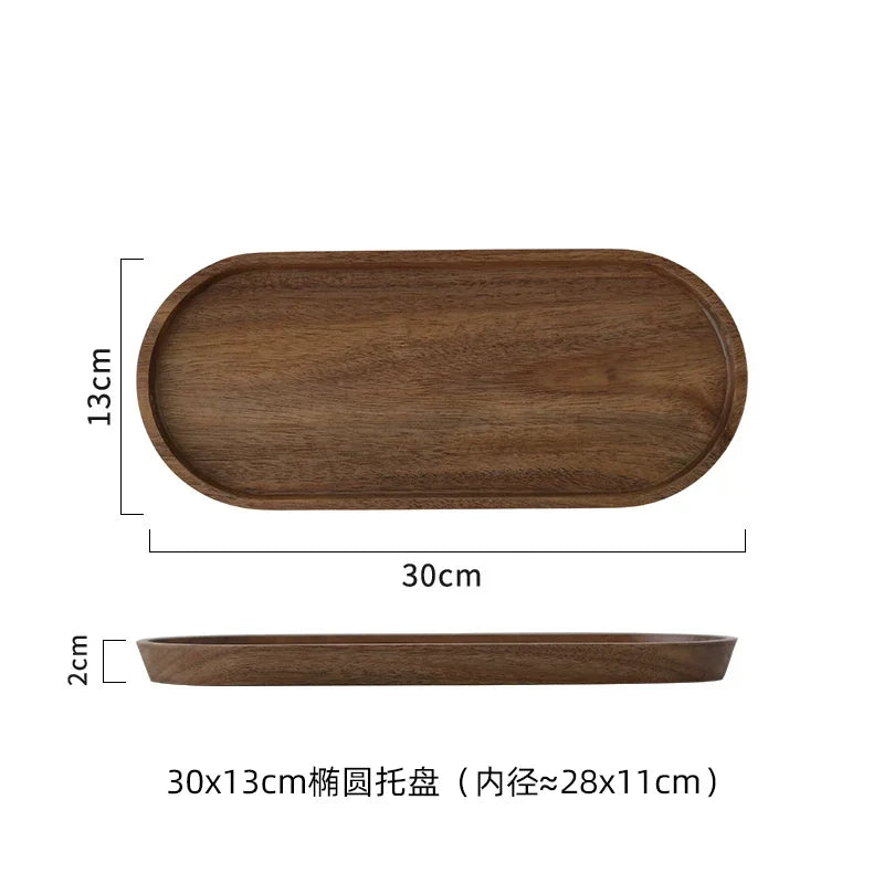 Wooden Round Tea Tray Serving Platter