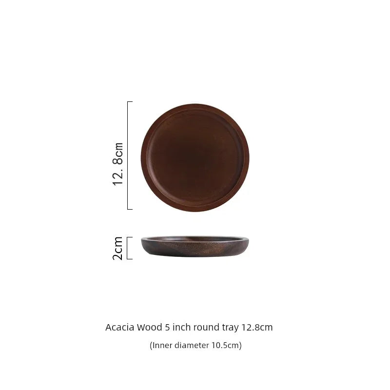 Wooden Round Tea Tray Serving Platter