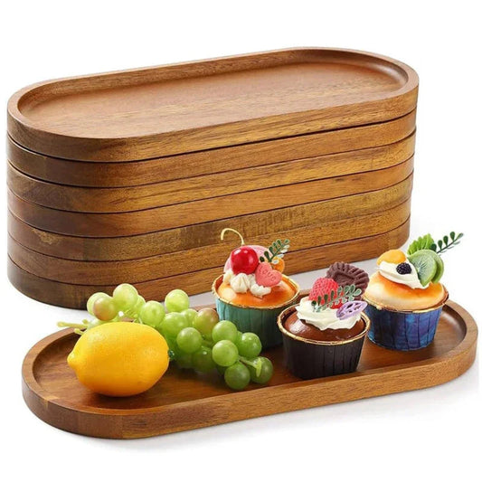 Wooden Serving Tray 11.5 x 4 Inch Oval Deli Board Cheese Plate