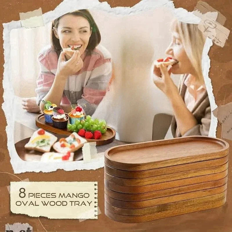 Wooden Serving Tray 11.5 x 4 Inch Oval Deli Board Cheese Plate