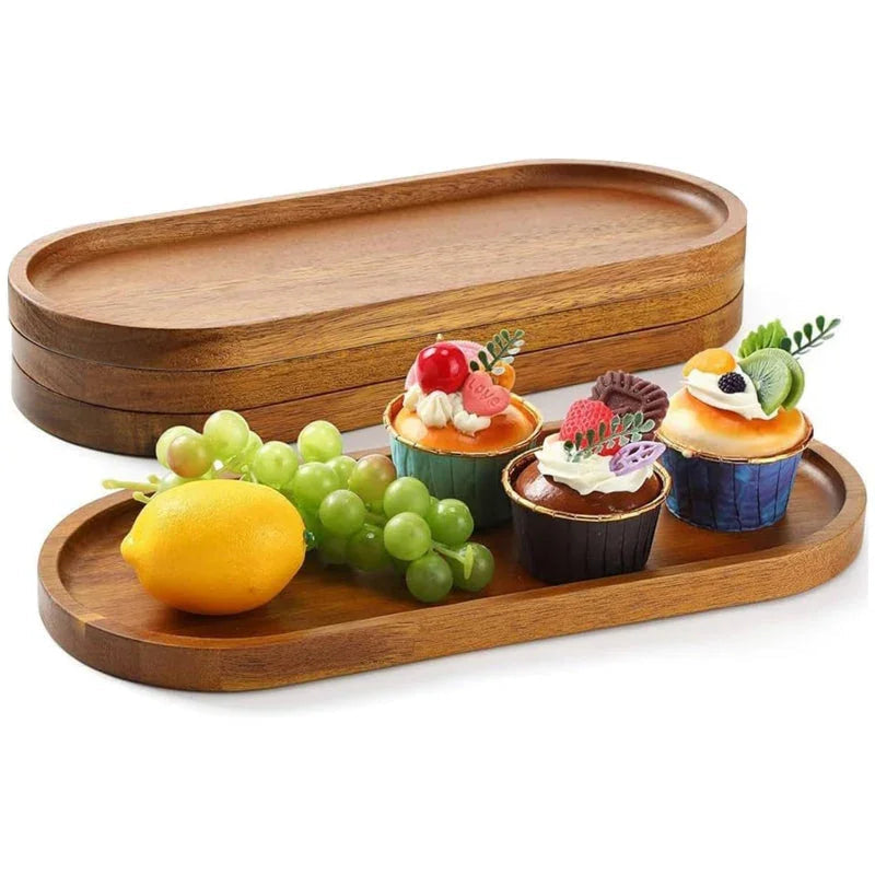 Wooden Serving Tray 11.5 x 4 Inch Oval Deli Board Cheese Plate