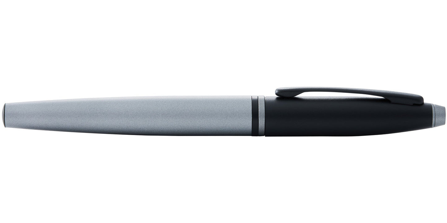 Calais™ Matte Gray and Black Lacquer Stainless Steel Fine Nib Fountain Pen