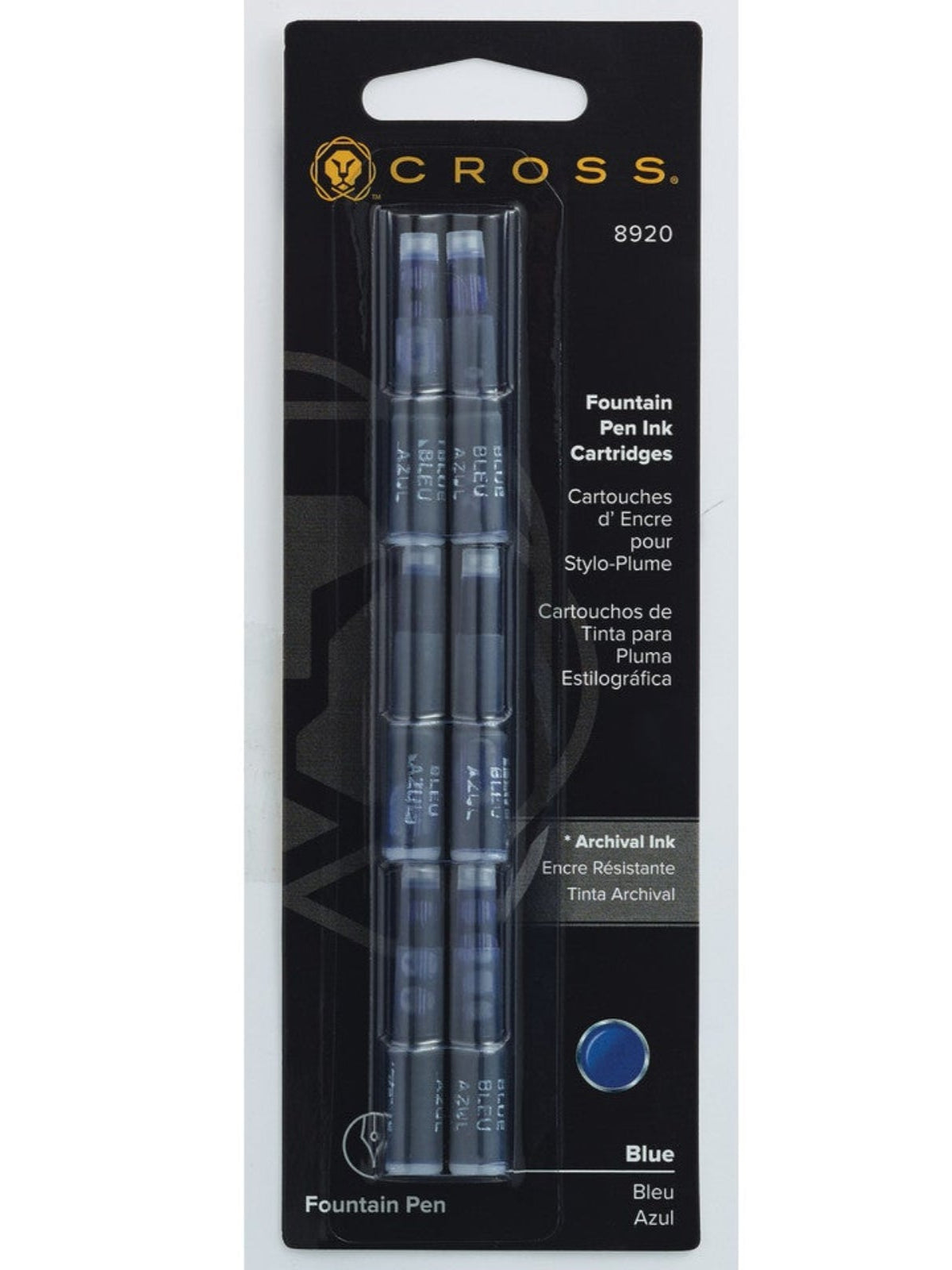 Fountain Pen Ink Cartridge - Blue (6 per card)