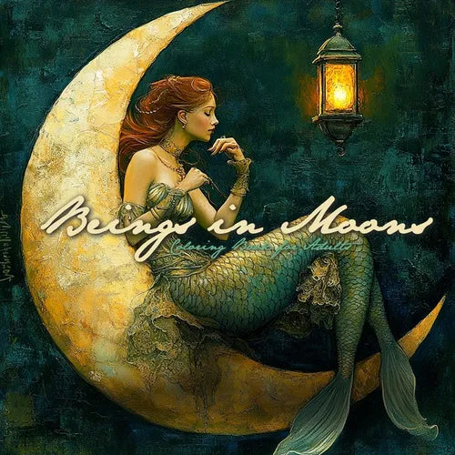 Beings in Moons Coloring Book for Adults: Oil Painting Texture Coloring Book Grayscale Magical Beings Coloring Book - Moon Coloring Book - Paperback